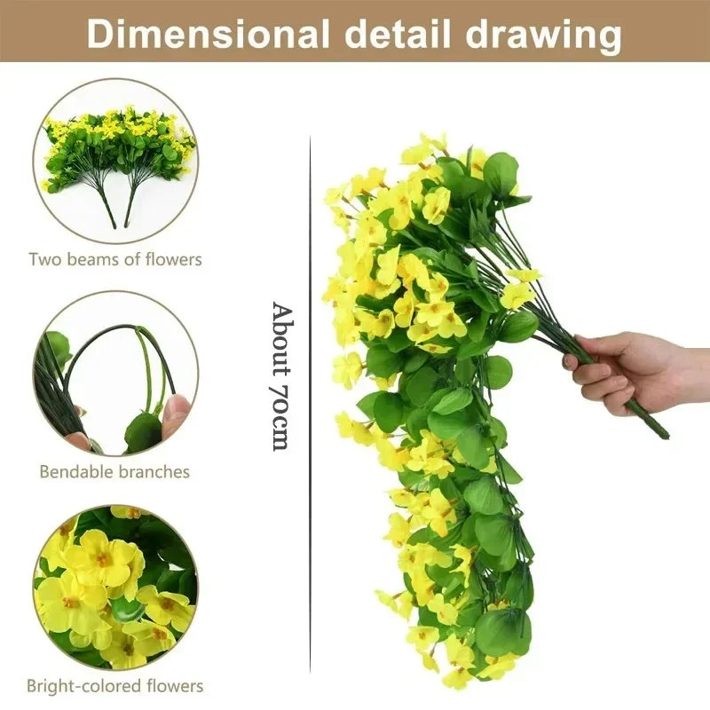 2-8PCS Indoor Outdoor Artificial Morning Glory Wall Hanging Faux Flowers Home Decor Garden Floral Arrangement Decorations thumbnail 6