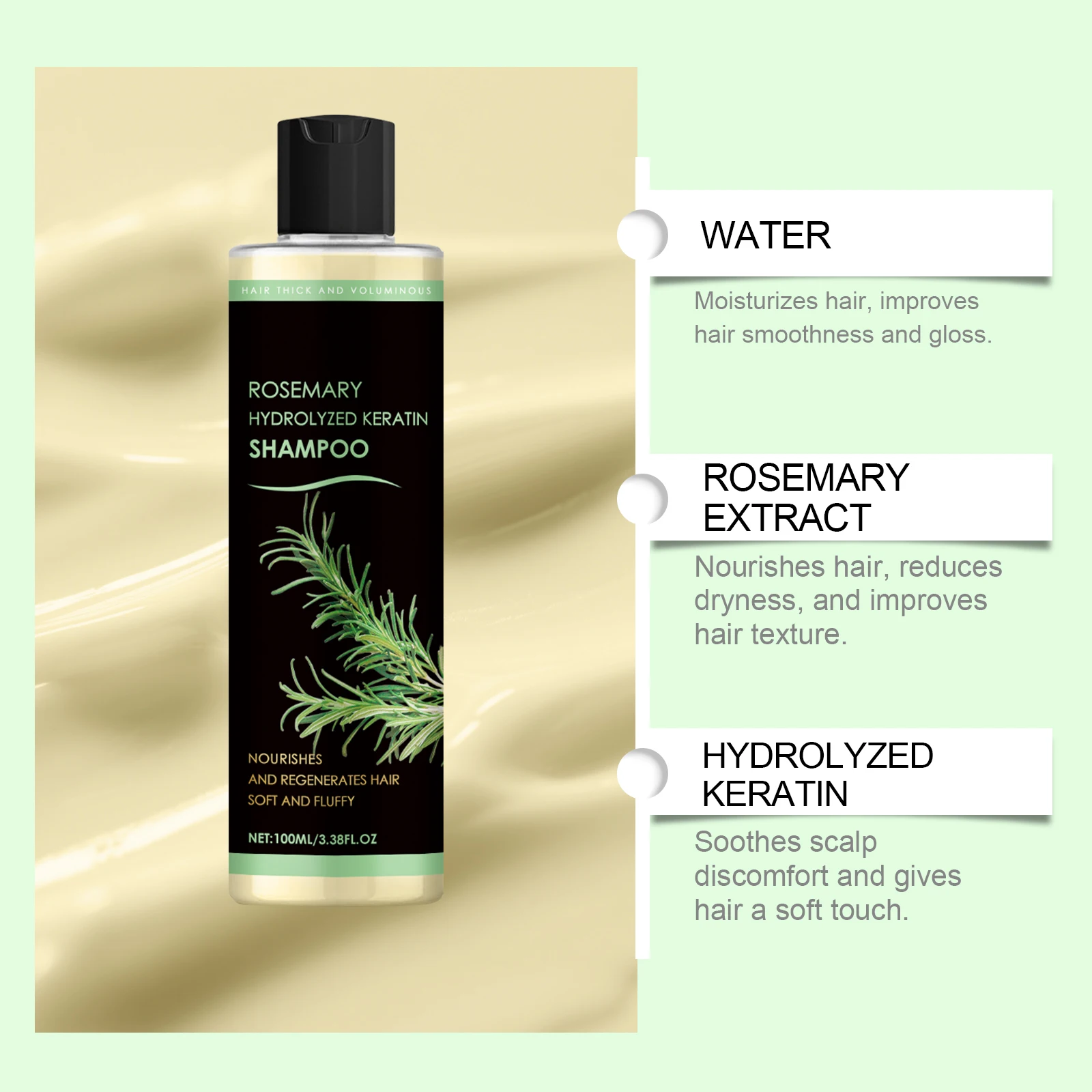 Rosemary Natural Shampoo Hair Thickness Loss Deep Nourishing Scalp Care Strengthen Repair Damaged Oil Control For Men Women thumbnail 2
