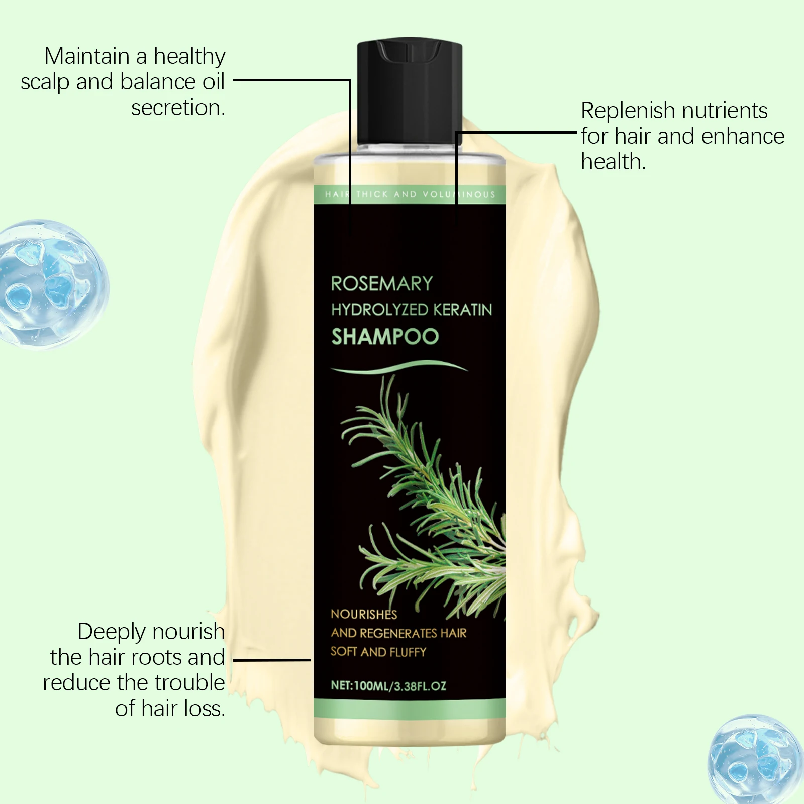 Rosemary Natural Shampoo Hair Thickness Loss Deep Nourishing Scalp Care Strengthen Repair Damaged Oil Control For Men Women thumbnail 4