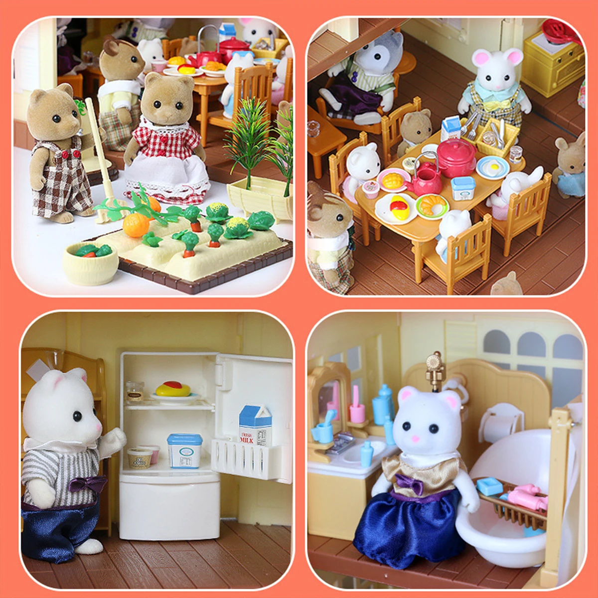 1:12 Forest Family Dollhouse Furniture Montessori Miniature Doll House Kitchen Bedroom Bathroom Accessories For Girl Gifts thumbnail 3