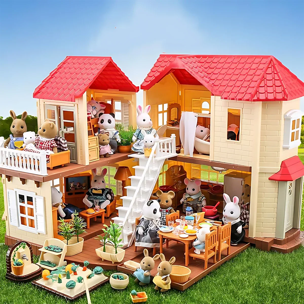 1:12 Forest Family Dollhouse Furniture Montessori Miniature Doll House Kitchen Bedroom Bathroom Accessories For Girl Gifts thumbnail 6