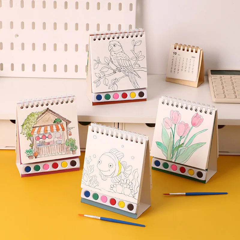 Bview Art Creative Kids Spiral Gouache Painting Set with Paints, DIY Coloring Doodle Book & Tabletop Art Kit thumbnail 4