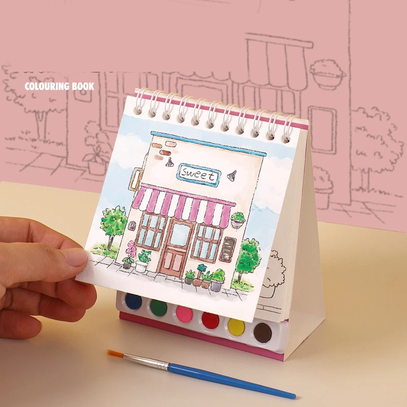Bview Art Creative Kids Spiral Gouache Painting Set with Paints, DIY Coloring Doodle Book & Tabletop Art Kit thumbnail 3