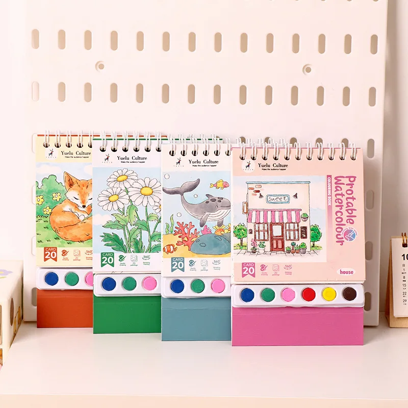 Bview Art Creative Kids Spiral Gouache Painting Set with Paints, DIY Coloring Doodle Book & Tabletop Art Kit thumbnail 2