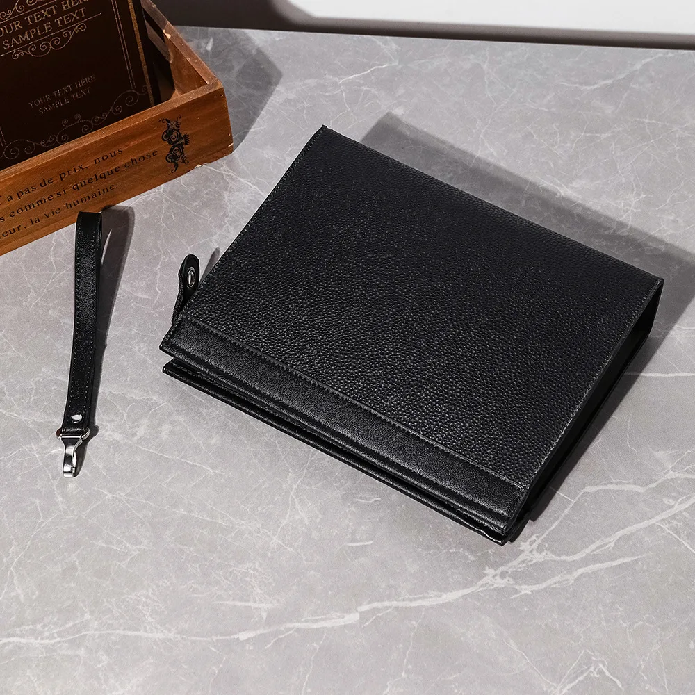 Black PU Leather Men Clutches Bags Wallets Envelope Bag Purse Business Male Phone Clutch Bags Designer Men Bags Wristlets Bags thumbnail 4