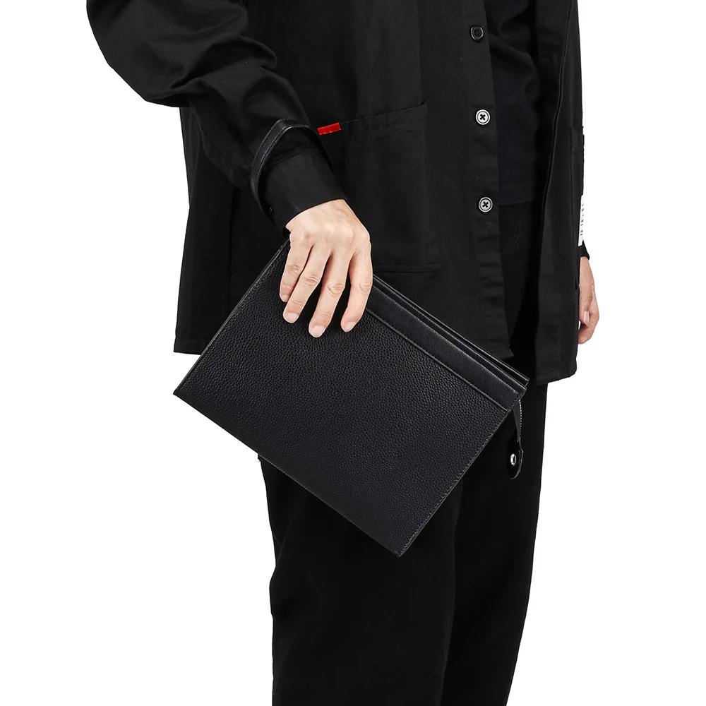 Black PU Leather Men Clutches Bags Wallets Envelope Bag Purse Business Male Phone Clutch Bags Designer Men Bags Wristlets Bags thumbnail 3