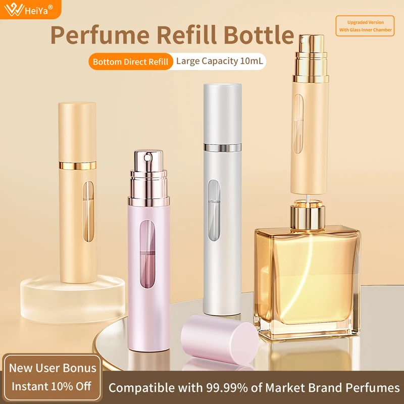 10ml glass liner aluminum alloy shell nano mist nozzle bottom filling perfume sub bottle spray bottle thumbnail 3