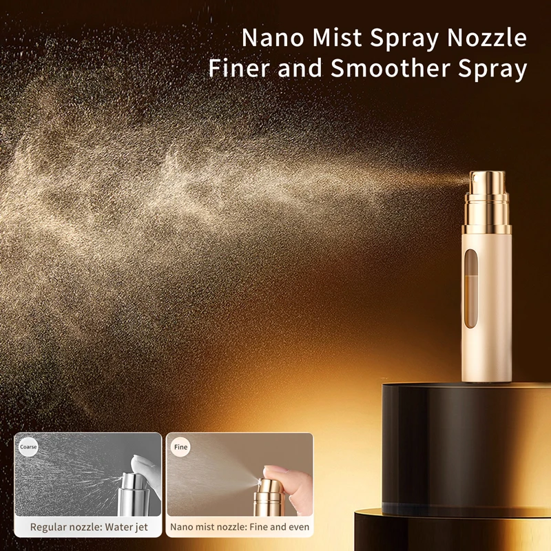 10ml glass liner aluminum alloy shell nano mist nozzle bottom filling perfume sub bottle spray bottle thumbnail 6
