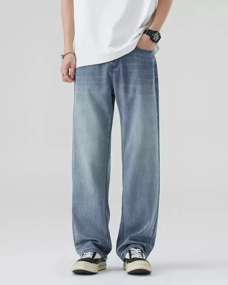 Men's Denim Pants Vintage Washing Wide Leg Loose Jeans Casual Straight American Style  Street Men Trousers Four Seasons New 2026 thumbnail 5
