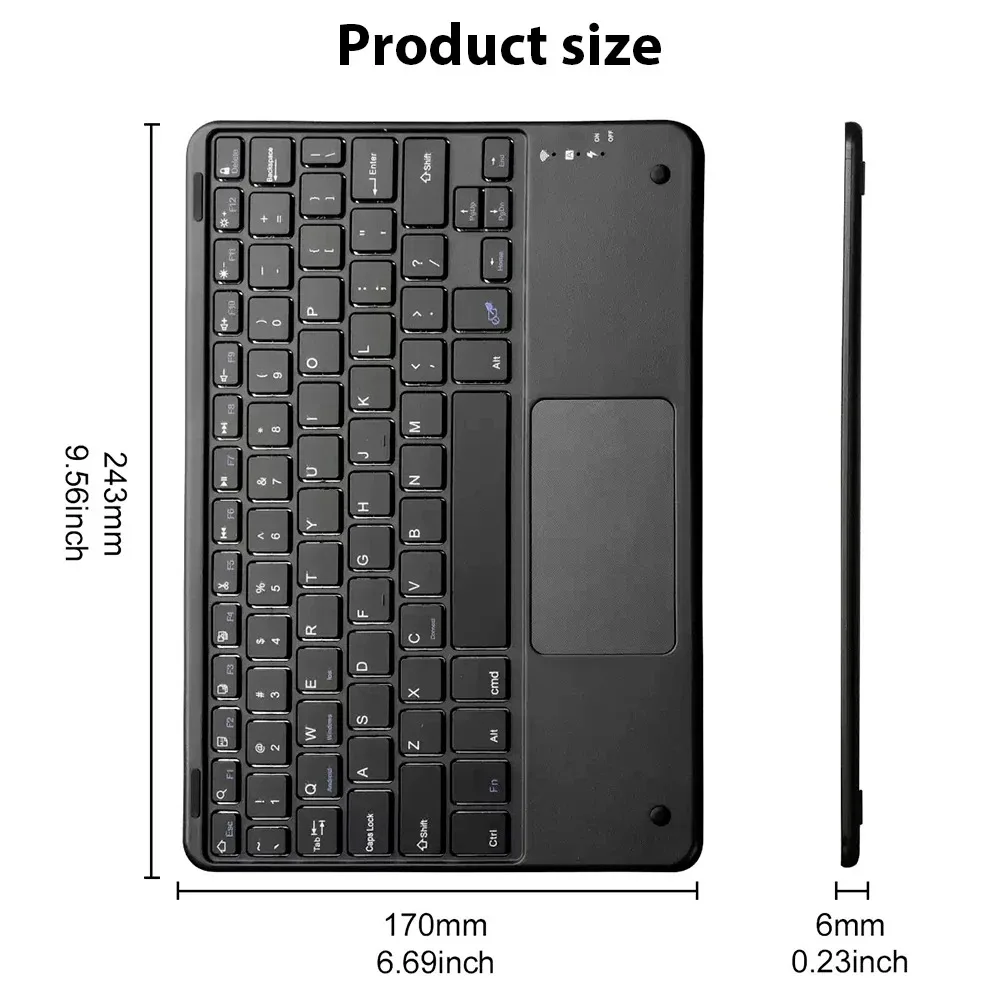 10 inch Bluetooth Keyboard Touchpad Wireless Keyboard For iPad Samsung Xiaomi Huawei Lenovo Bluetooth Keyboard and Mouse thumbnail 3