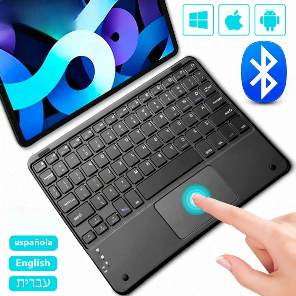10 inch Bluetooth Keyboard Touchpad Wireless Keyboard For iPad Samsung Xiaomi Huawei Lenovo Bluetooth Keyboard and Mouse thumbnail 4