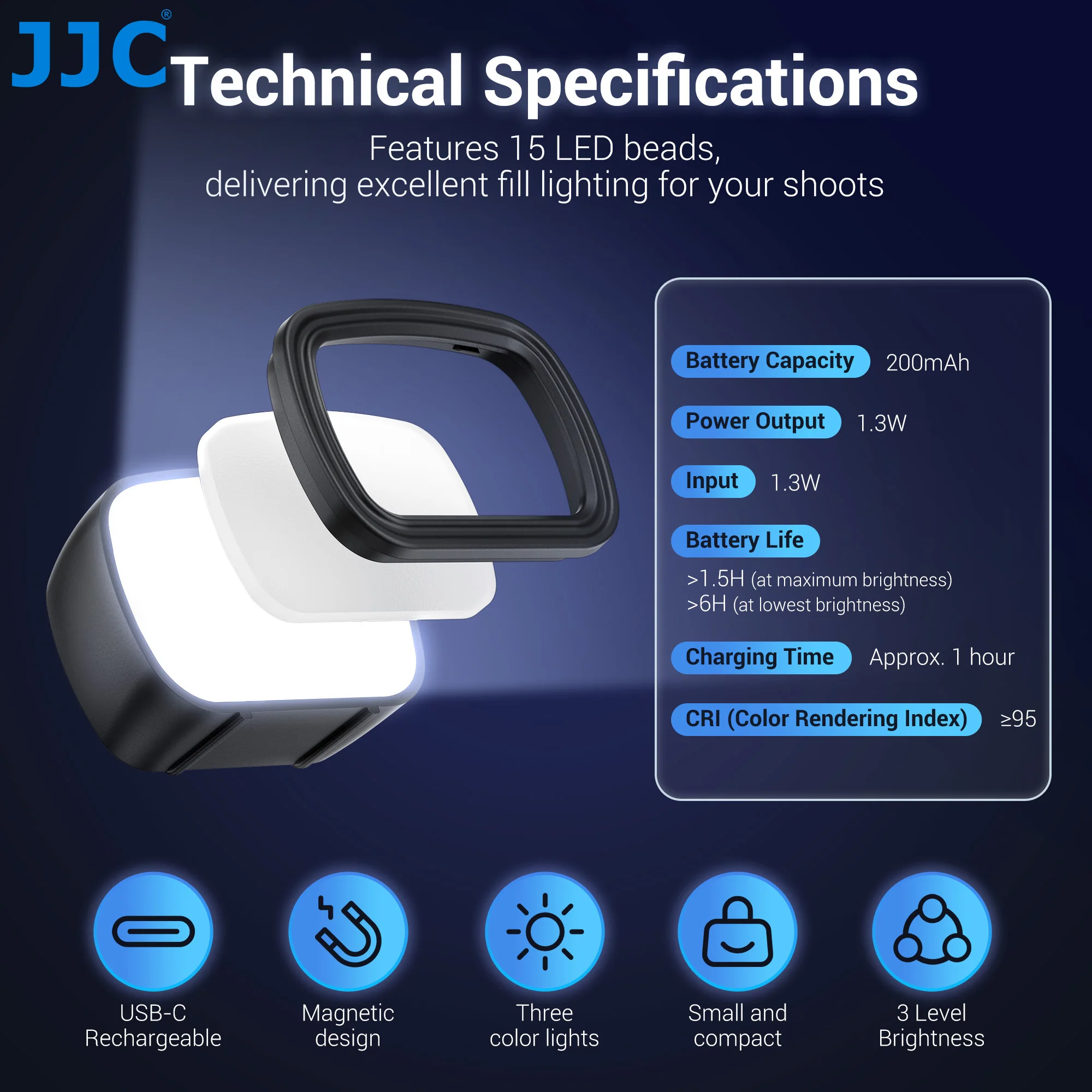 JJC Upgraded Magnetic Auxiliary Light for DJI Osmo Pocket 3 Rechargeable Selfie Mini LED Fill Light Pocket 3 Vlog Accessories thumbnail 4