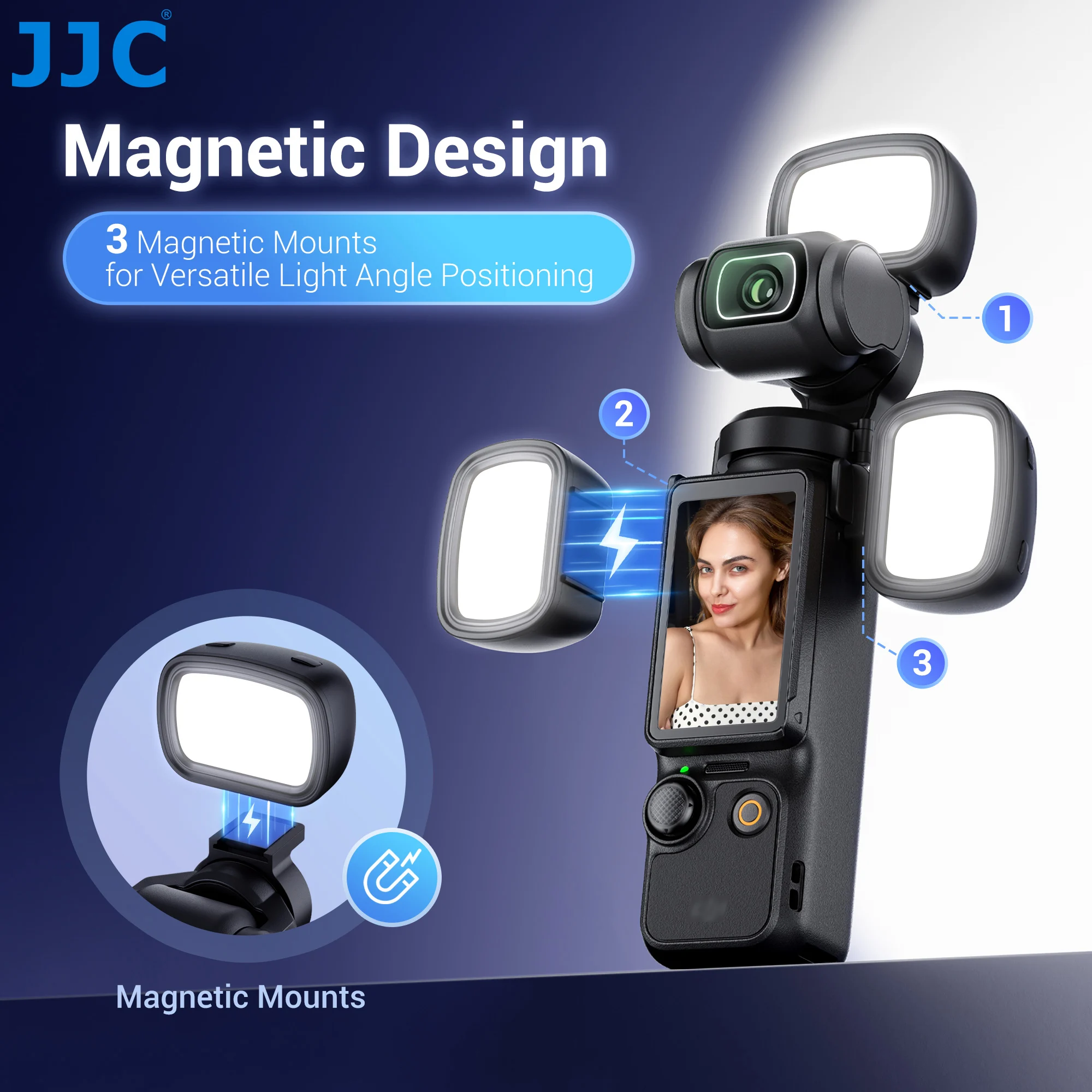 JJC Upgraded Magnetic Auxiliary Light for DJI Osmo Pocket 3 Rechargeable Selfie Mini LED Fill Light Pocket 3 Vlog Accessories thumbnail 3