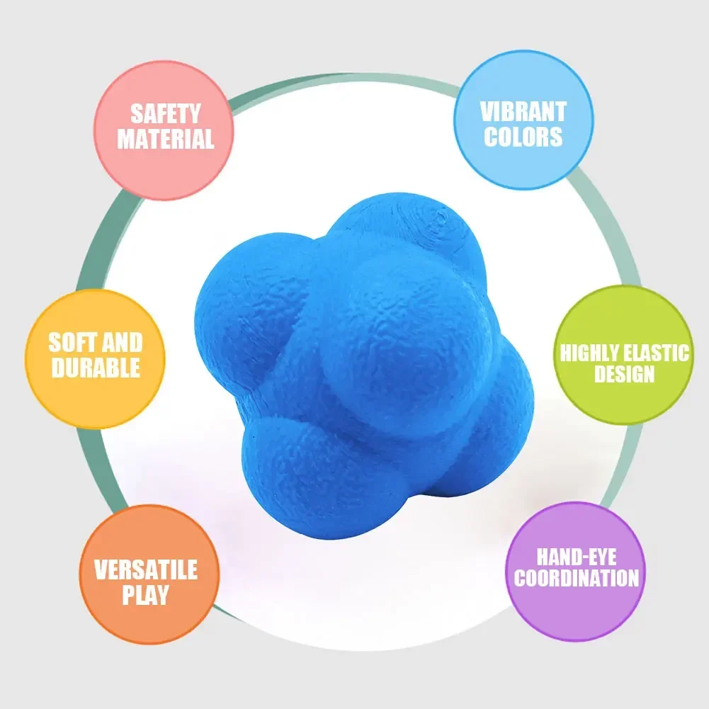Hexagonal Reaction Ball Fitness Sport Speed Agility Reflex- Skills Training Unpredictable Reaction Ball Outdoor Fun Ball Toys thumbnail 3