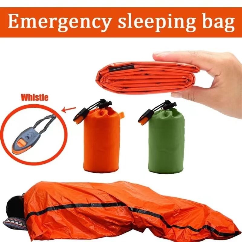 Waterproof Mylar Emergency Blanket Lightweight Portable Survival Shelter Sleeping Bag for Outdoor Camping Hiking Travel thumbnail 2