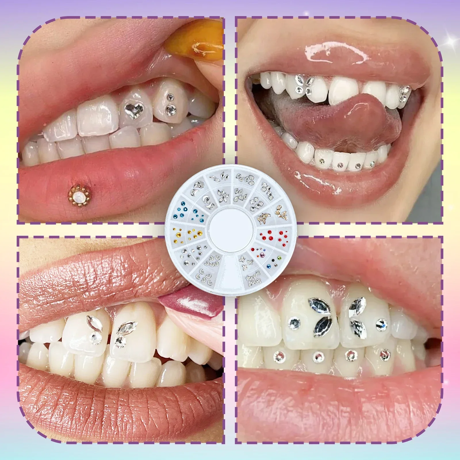Strong-Adhesive & Removable Tooth Gem Set - With Dental Glue for Secure DIY Crystal Decoration, Unisex Smile Customization. thumbnail 3