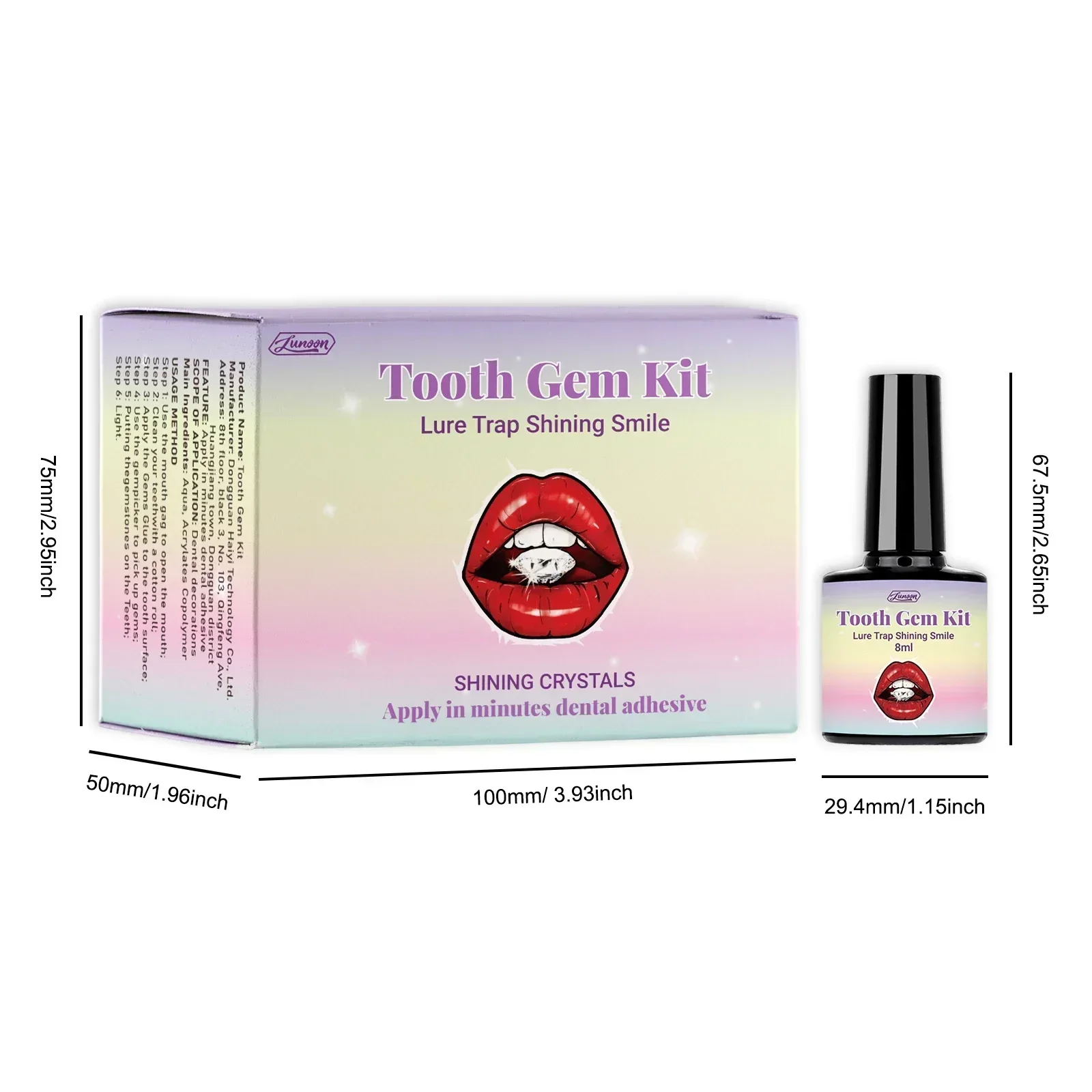 Strong-Adhesive & Removable Tooth Gem Set - With Dental Glue for Secure DIY Crystal Decoration, Unisex Smile Customization. thumbnail 6