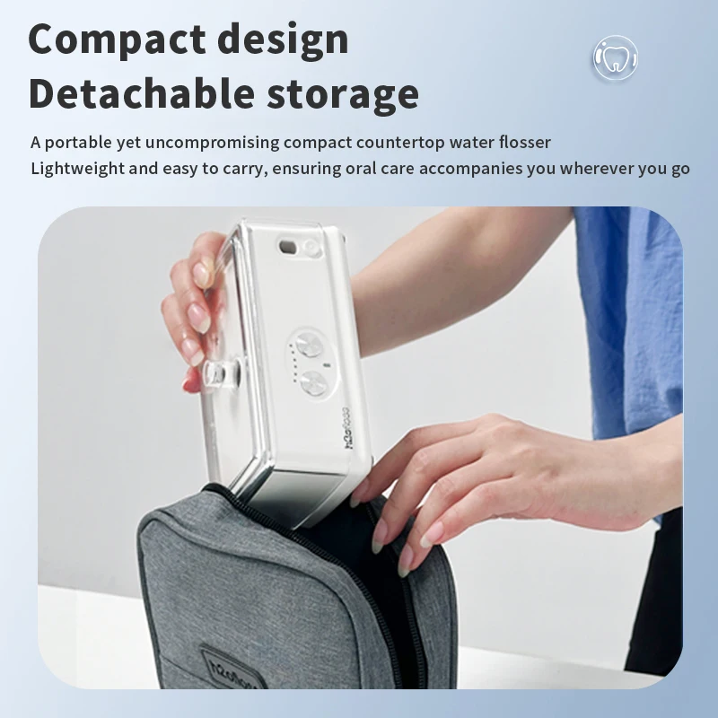 H2ofloss Water Flosser Portable Oral Irrigator 570ml 140PSI High Pressure 6 Modes 5 Nozzles with Storage Bag USB Rechargeable thumbnail 6
