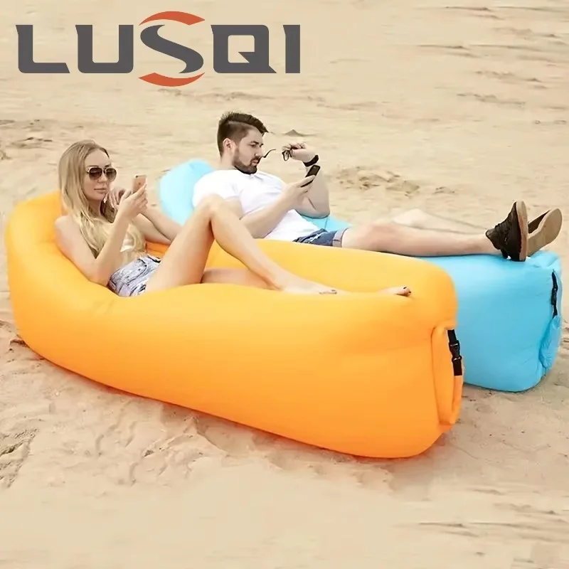 LUSQI Inflatable Lounger Air Sofa Extra Thick Foldable Couch For Outdoor Camping Beach Patio Quick Inflation Home Furniture thumbnail 2