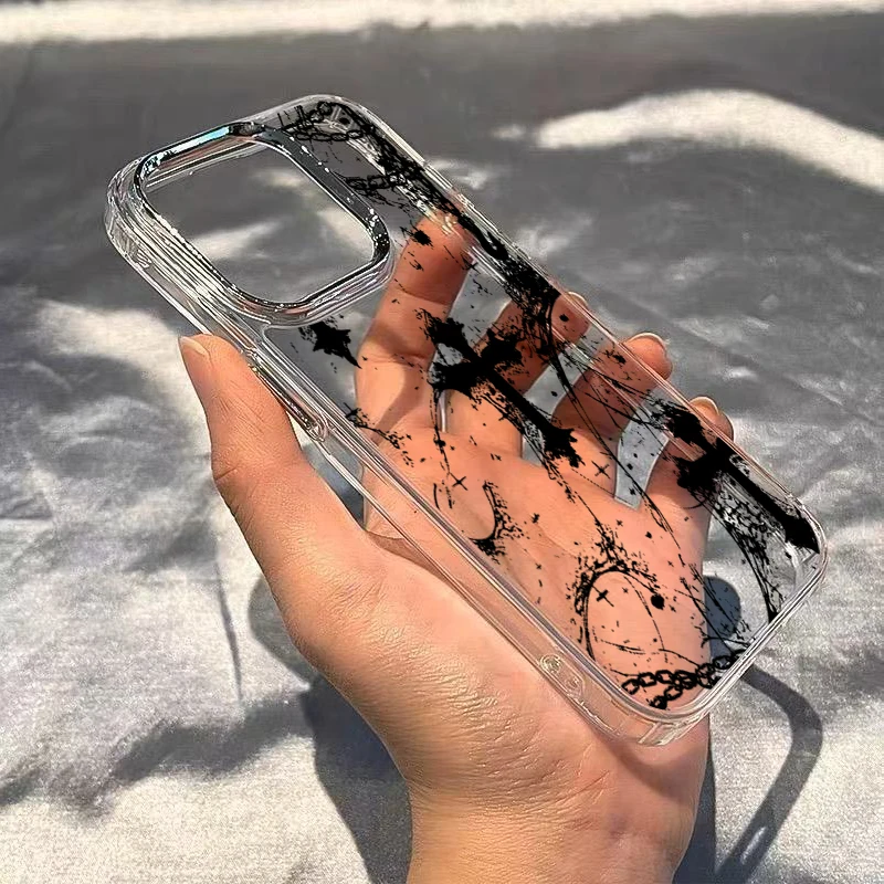 Cool Dark Gothic Cross Mark Phone Case for iPhone 17 16e 16 15 14 13 12 11 Pro Max X XS XR 8 7 Air Plus Transparent Soft Cover thumbnail 4