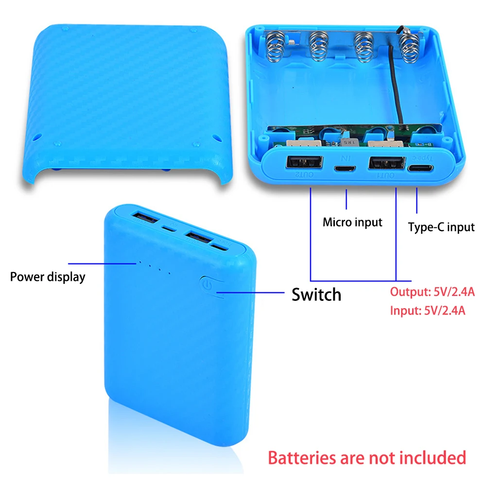 New Portable DIY Power Bank Box 4x18650 Battery Charger Case Fast Charging Case Solderless Power Bank Shell Batteries Charging thumbnail 3