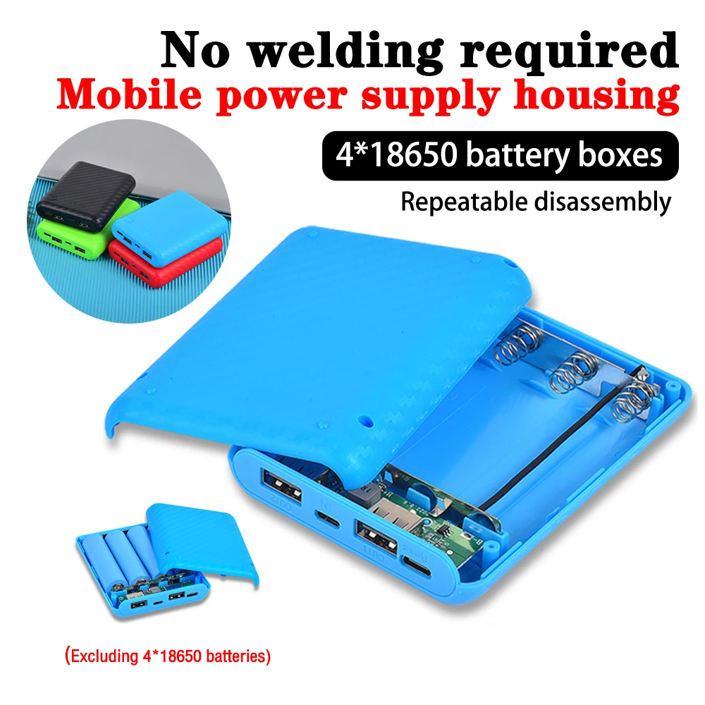New Portable DIY Power Bank Box 4x18650 Battery Charger Case Fast Charging Case Solderless Power Bank Shell Batteries Charging thumbnail 2