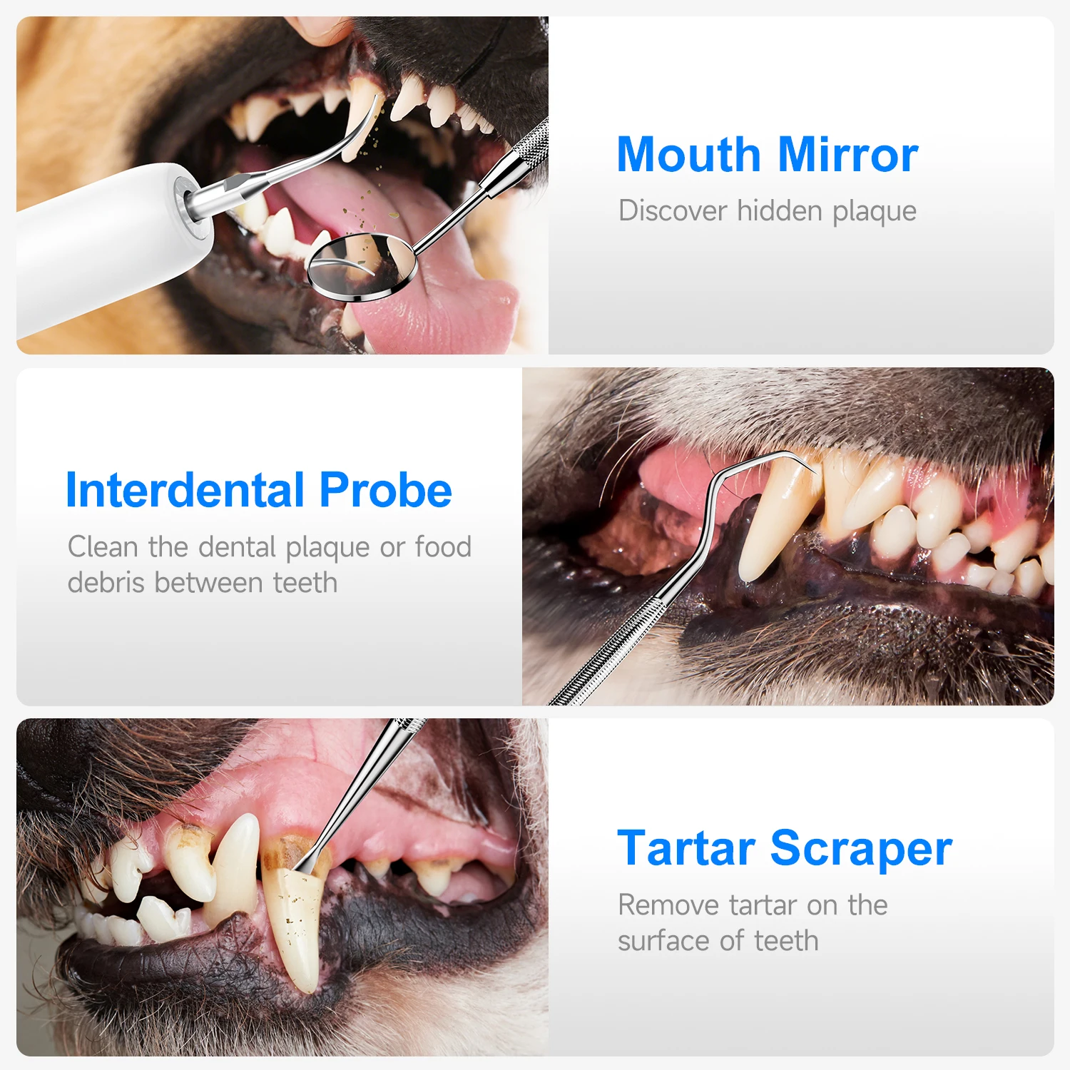 CURVY MOON Pet Ultrasonic Tooth Cleaner Dog Cat Dental Scaler for Tartar Removal Teeth Cleaning Tool Portable Waterproof Cleaner thumbnail 5
