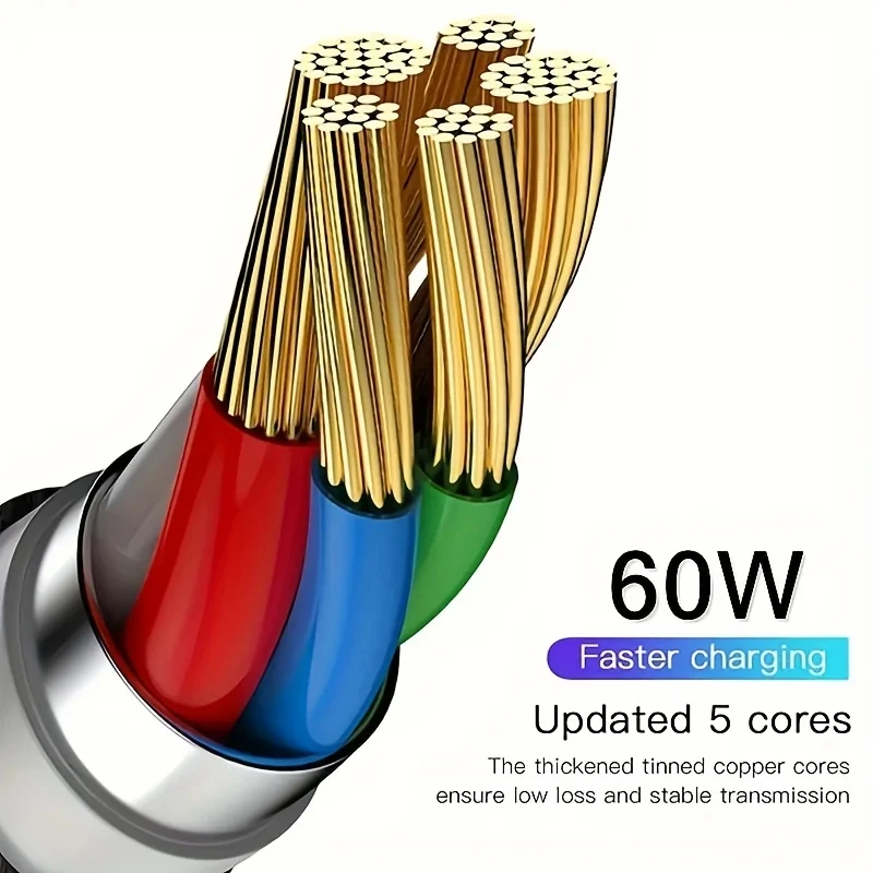 60W Quick Charger Type C To Type C 1M 2M 3M Cables PD Fast Charger Data Cable for iphone 15 16 17 pro max xiaomi Sunsung huawei thumbnail 3