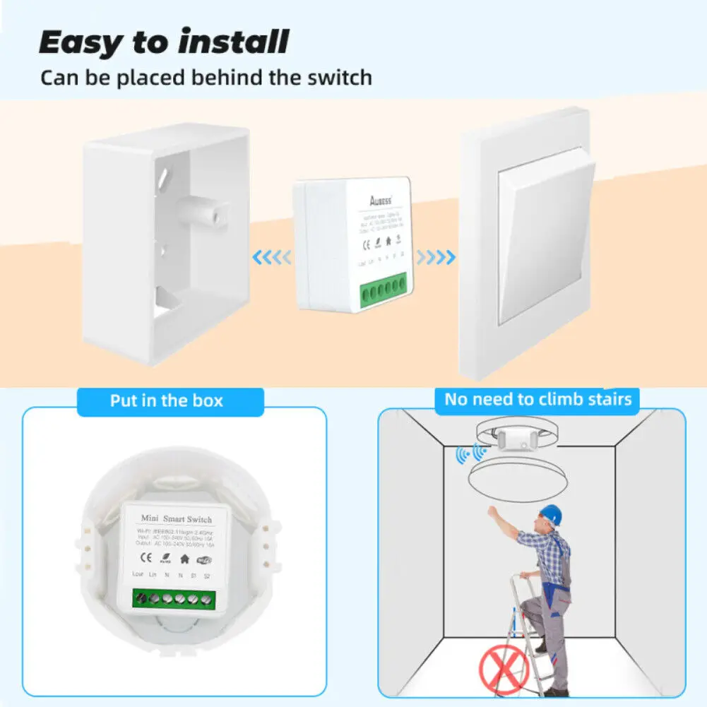 Tuya 16A WiFi Mini Smart Switch DIY 2-Way Control Module Automation Timing Voice Control Smart Home Work with Alexa Google Alice thumbnail 5