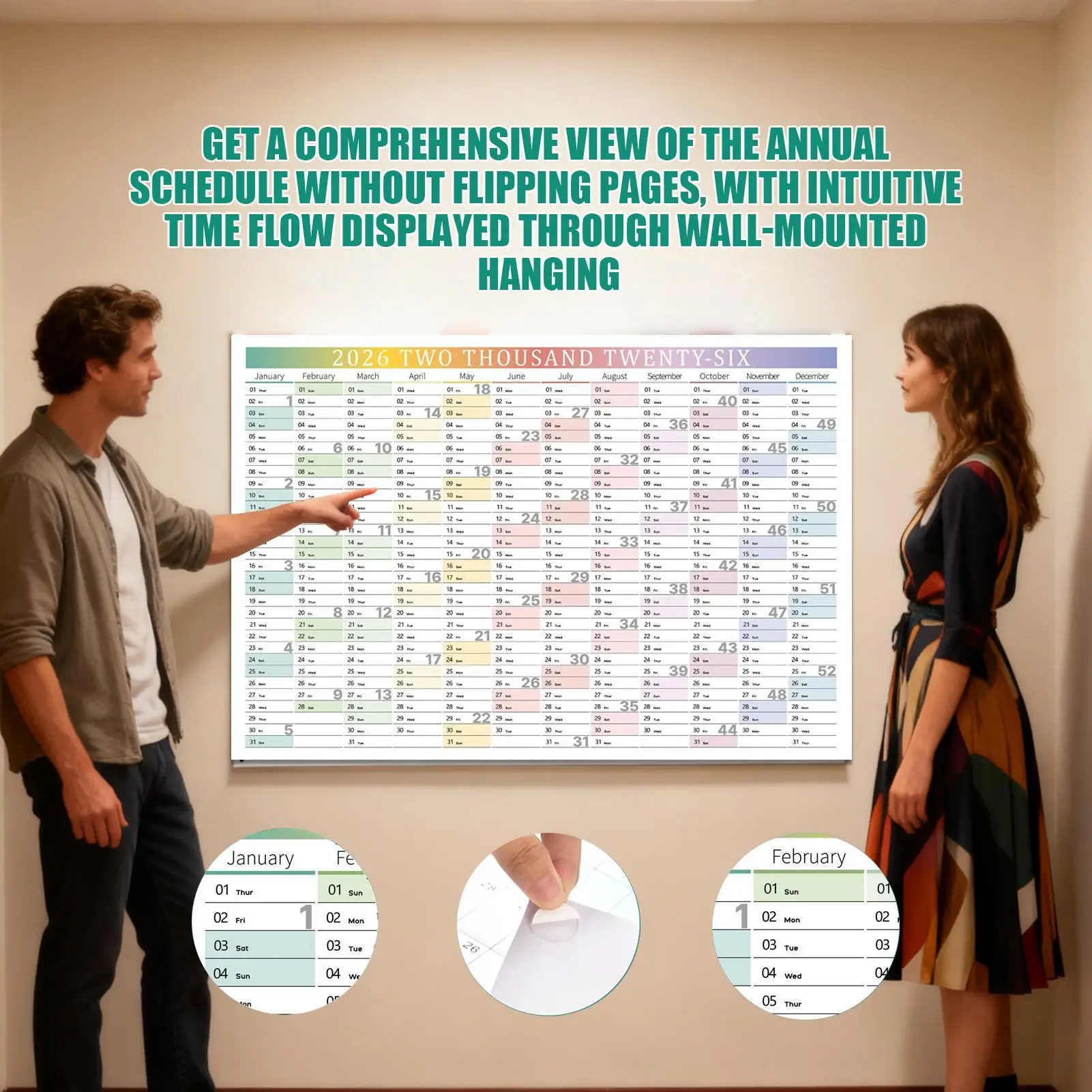 2026 new year Wall Calendar With Stickers Writing Schedule Monthly Planner Yearly Wall Calendar Poster For Home Office School thumbnail 2