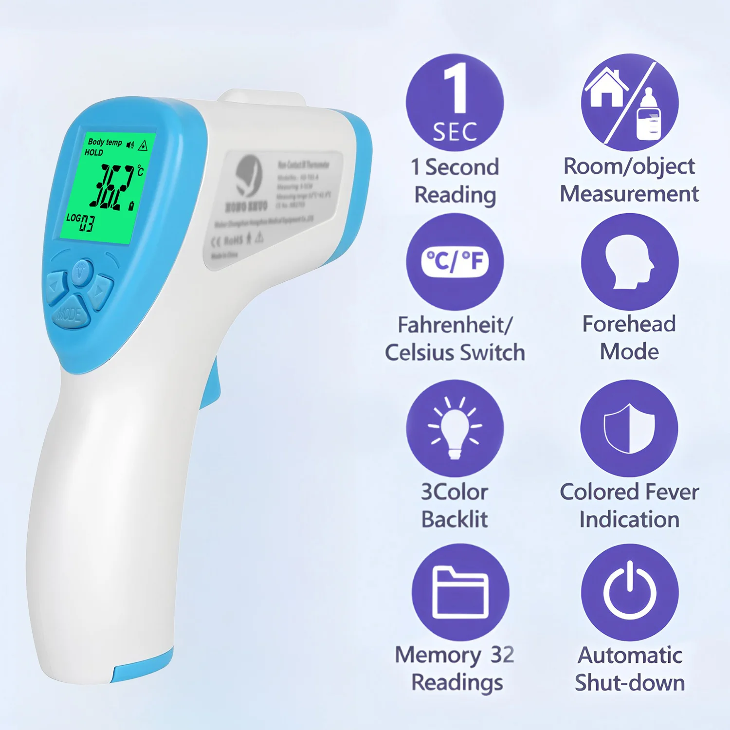 Non-Contact Medical Digital Thermometer - Forehead Ear Precise Temperature Measure for Baby Adult Home Use thumbnail 6