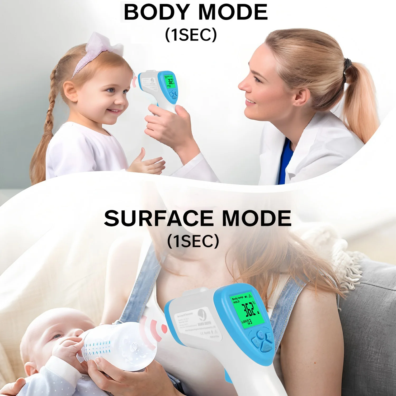 Non-Contact Medical Digital Thermometer - Forehead Ear Precise Temperature Measure for Baby Adult Home Use thumbnail 3