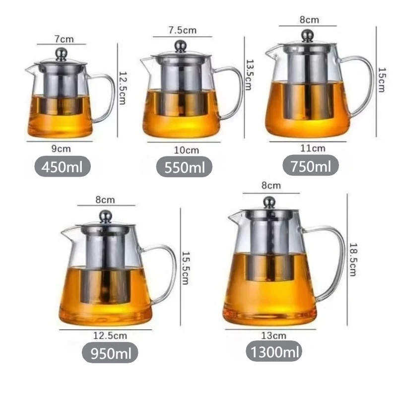 Heat-Resistant Borosilicate Glass Teapot with Removable Stainless Steel Infuser – Clear Tea Kettle for Kung Fu Tea Brewing Set thumbnail 6