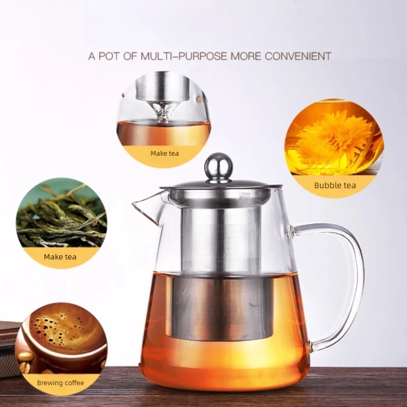 Heat-Resistant Borosilicate Glass Teapot with Removable Stainless Steel Infuser – Clear Tea Kettle for Kung Fu Tea Brewing Set thumbnail 3