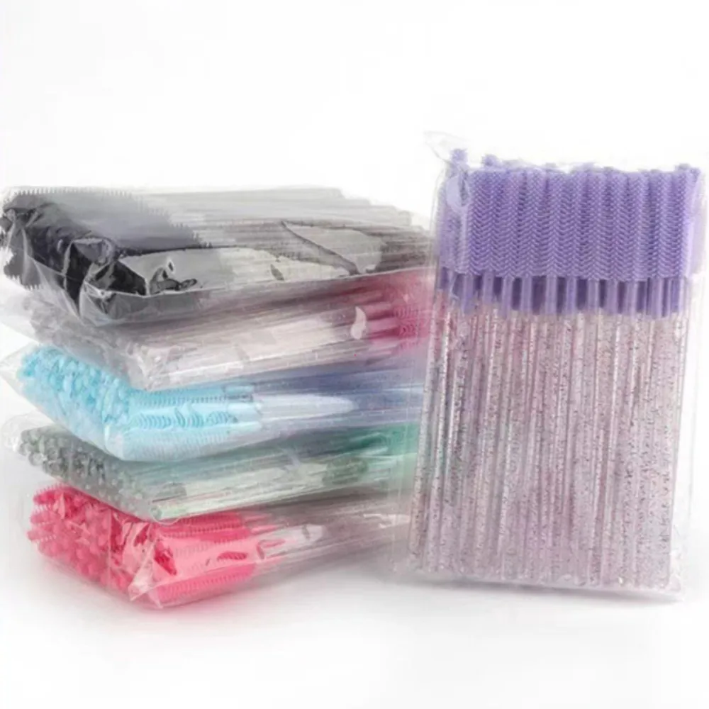 50pcs Crystal Silicone Eyelash Brush Lash Makeup Brushes Eyebrow Comb Eyelashes Extension Spoolie Microbrush Cosmetics Tool thumbnail 5