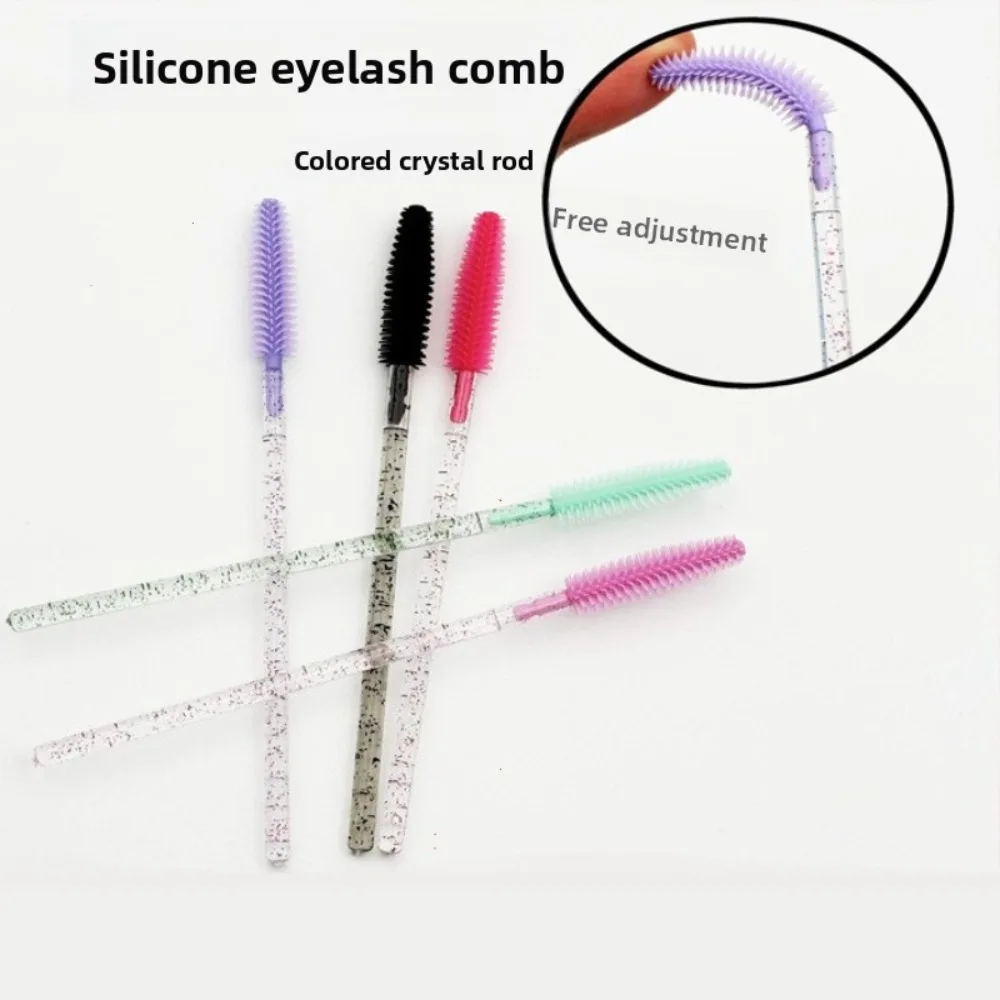 50pcs Crystal Silicone Eyelash Brush Lash Makeup Brushes Eyebrow Comb Eyelashes Extension Spoolie Microbrush Cosmetics Tool thumbnail 2