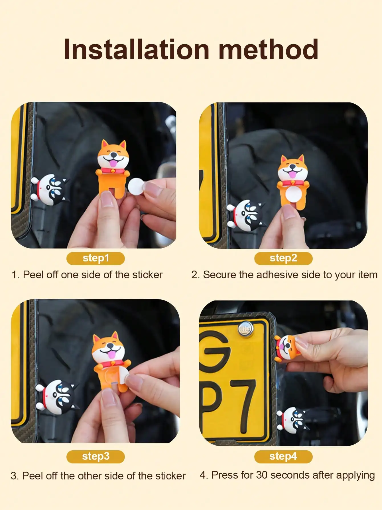 3D Cute Husky Car Dashboard Ornament - Rubber Material, License Plate Frame Decoration, Motorcycle Modification Accessory thumbnail 6