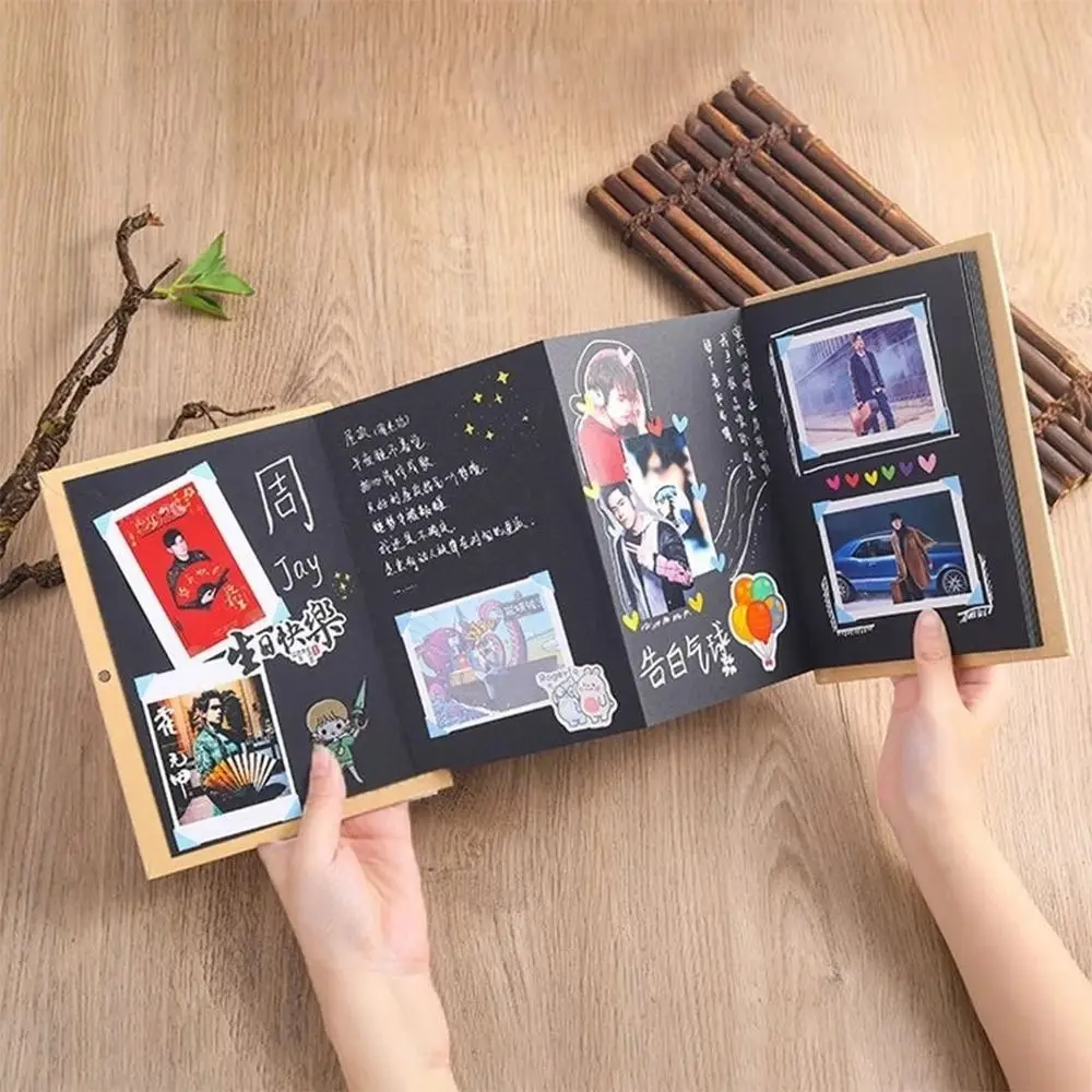 Folding Accordion Photo Album Gift Kraft Paper Photocard Surprised Photo Book Graffiti 8 Page DIY Surprise Gift Family thumbnail 2