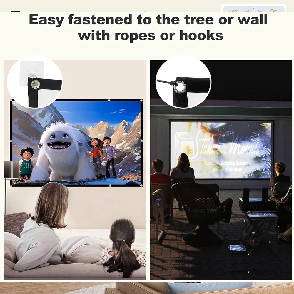Portable Projector Screen 4K 72-150Inch Projectors Screen For Mobile Phone Outdoor Indoor Movies Screens thumbnail 3