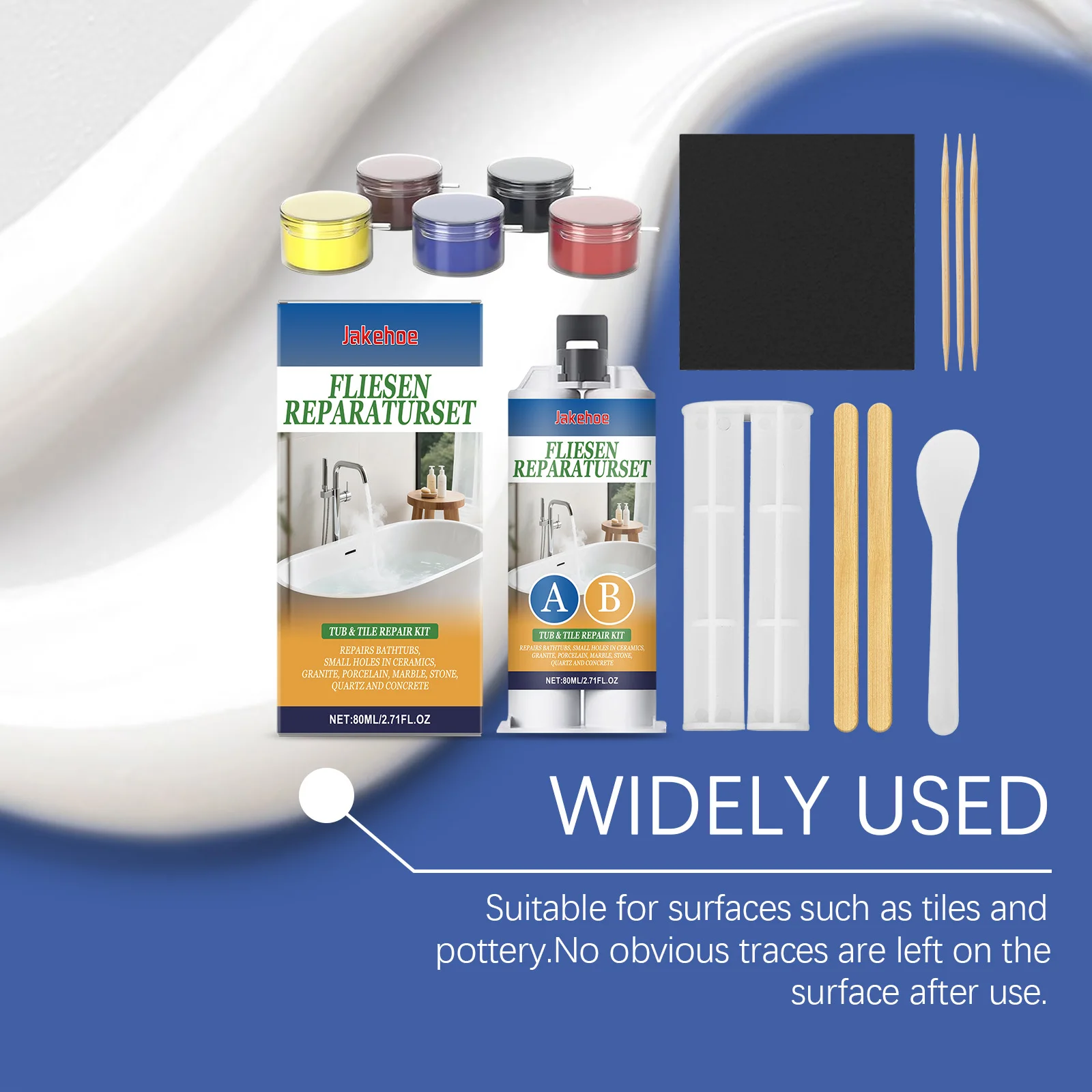 A+B Epoxy Putty Porcelain Repair Kit Ceramic & Tile Crack Repair Paste for Bathtub Sink Wall & Shower Filler for Chips Cracks thumbnail 5
