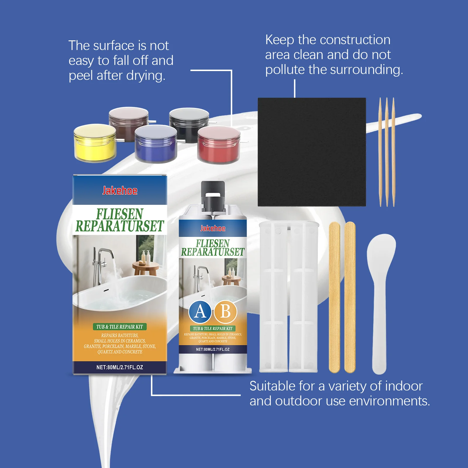 A+B Epoxy Putty Porcelain Repair Kit Ceramic & Tile Crack Repair Paste for Bathtub Sink Wall & Shower Filler for Chips Cracks thumbnail 4