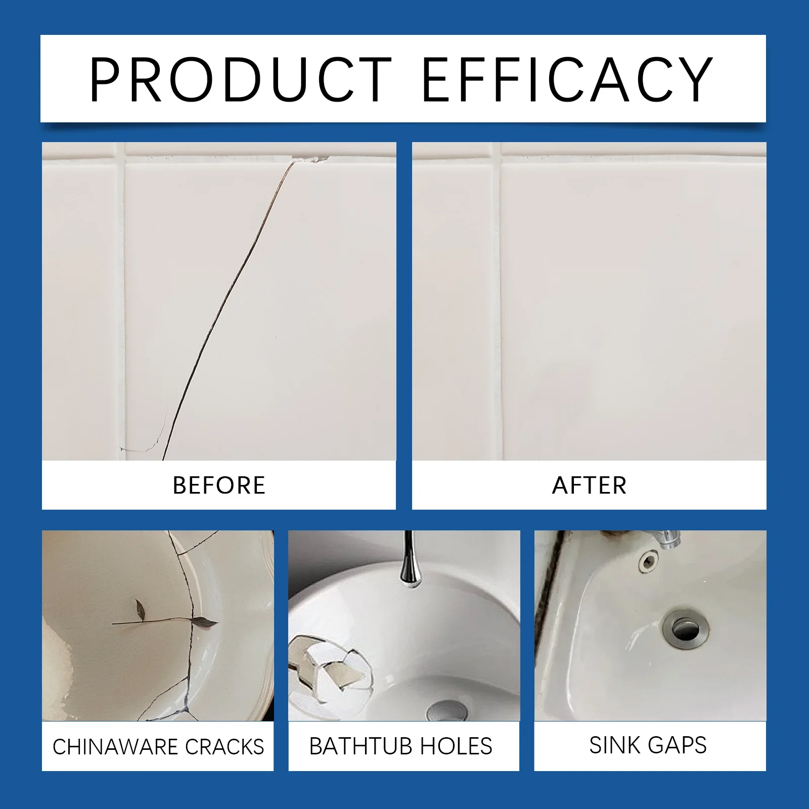 A+B Epoxy Putty Porcelain Repair Kit Ceramic & Tile Crack Repair Paste for Bathtub Sink Wall & Shower Filler for Chips Cracks thumbnail 3