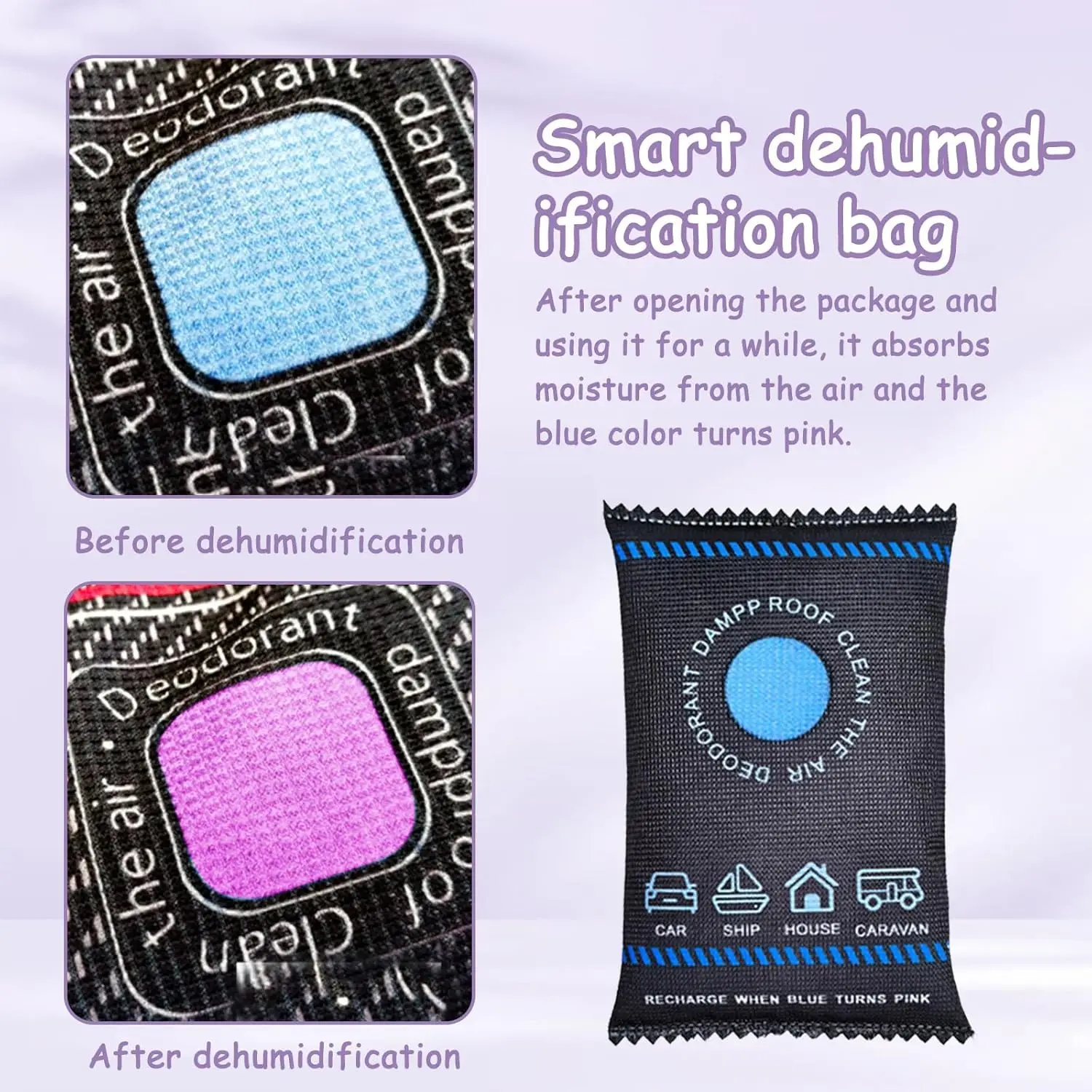 Reusable Silicone Dehumidifier Bag Car Air Freshener Interior Wardrobe Room Home Moisture Absorber Dampness Preventer Drying Bag thumbnail 2