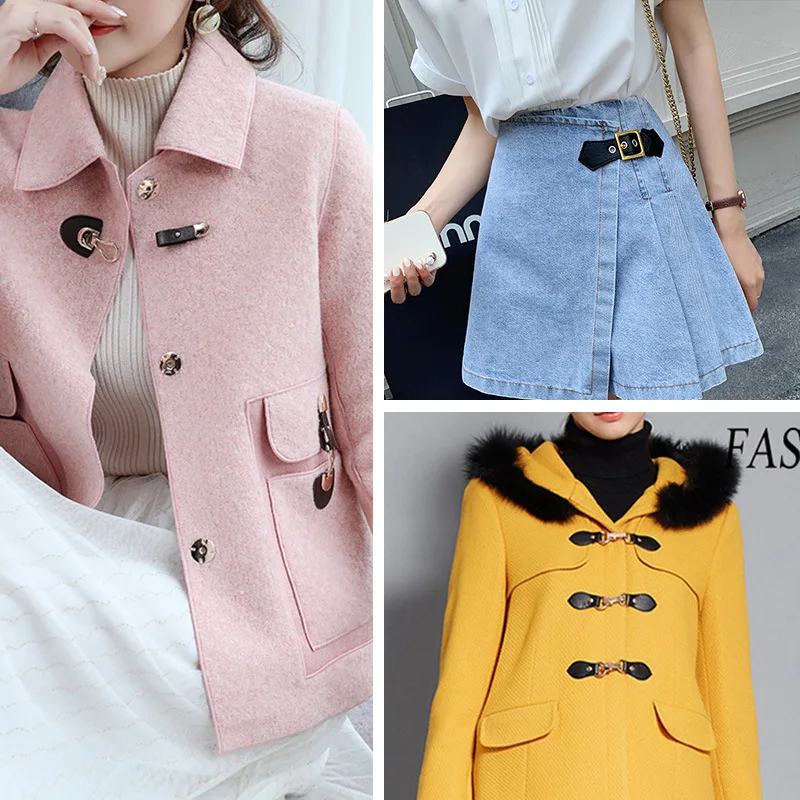 3 Pair Metal-leather fastening fur coat Women's clasp cardigan Sweater with mother-of-pearl buttons Belt buckle Cuff decorative thumbnail 4