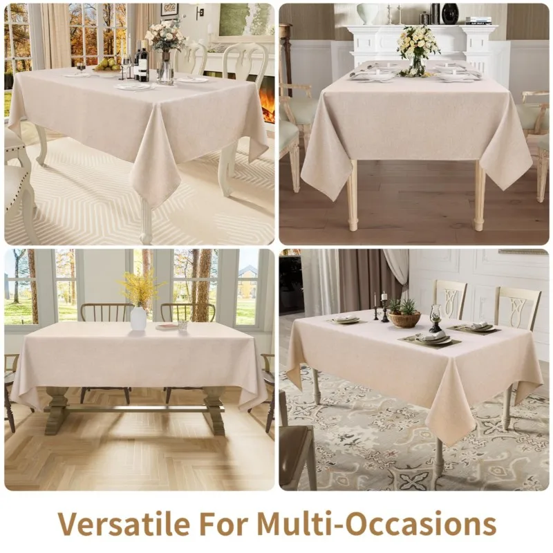 Homaxy Linen Textured Rectangle Table Cloth Absorbent Table Linens Anti-Wrinkle Burlap Tablecloths for Dining Tables thumbnail 2