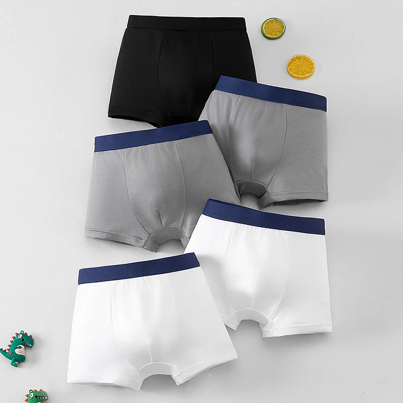 5-piece Set Of Children's Solid Color Combination Basic Underwear Seasonal Underwear Boys' Casual Sports Base Shorts Home Pants thumbnail 2