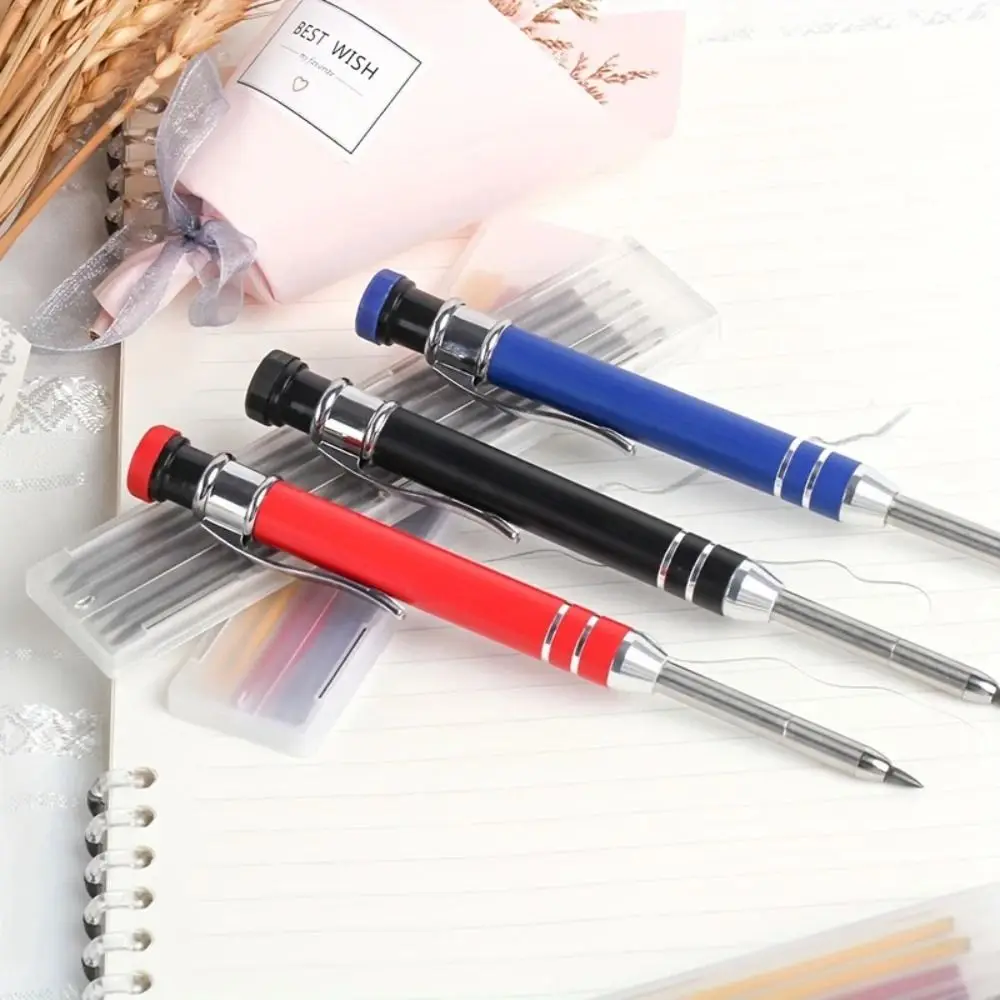 2.8mm Mechanical Pencil Deep Hole Marking Long Head Solid Carpenter Pencil Metal Built-in Sharpener Woodworking Deep-hole Marker thumbnail 3
