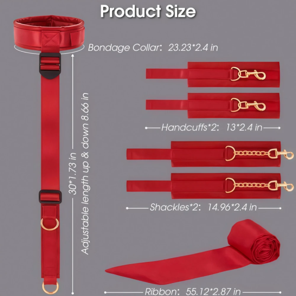 Binding Set BDSM Sex Toys Handcuffs Eye Masks Chains Collars Neck To Wrist Leather Restraints Sex Toys Can Be Adjusted thumbnail 6
