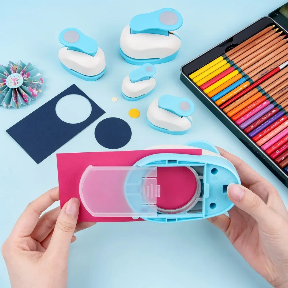 Circle Paper Hole Puncher Cutter Tool Set 0.3"/0.6"/1"/1.5"/2"/3" Lever Action Craft Punches for Paper Crafting Scrapbooking thumbnail 4