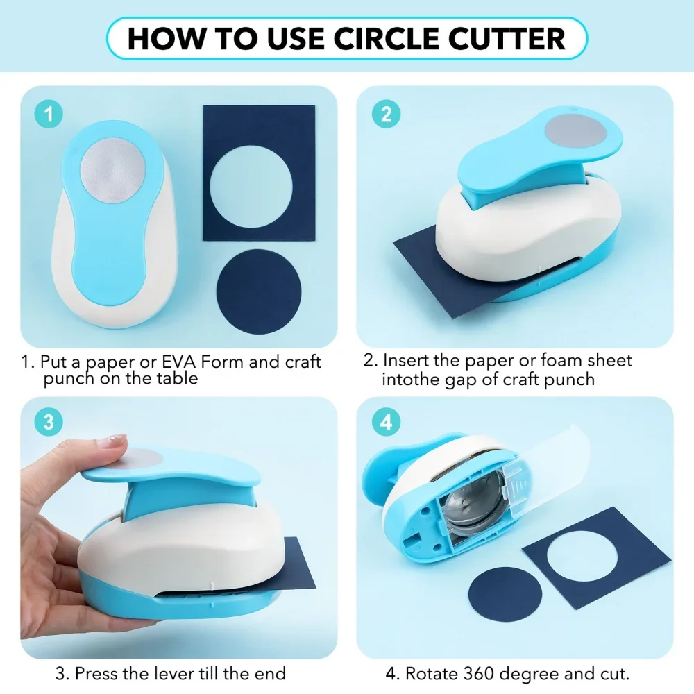 Circle Paper Hole Puncher Cutter Tool Set 0.3"/0.6"/1"/1.5"/2"/3" Lever Action Craft Punches for Paper Crafting Scrapbooking thumbnail 6